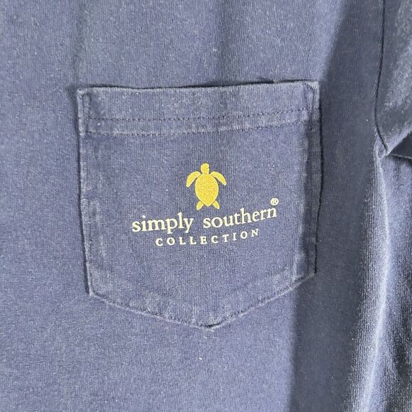 Simply Southern T Shirt Women's Small Blue Be Happy Print Short Sleeve Crew Neck - Picture 5 of 10